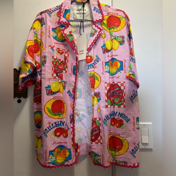 Damson Madder Chlo Shirt in the Fruit Labels Print - Picture 4 of 5